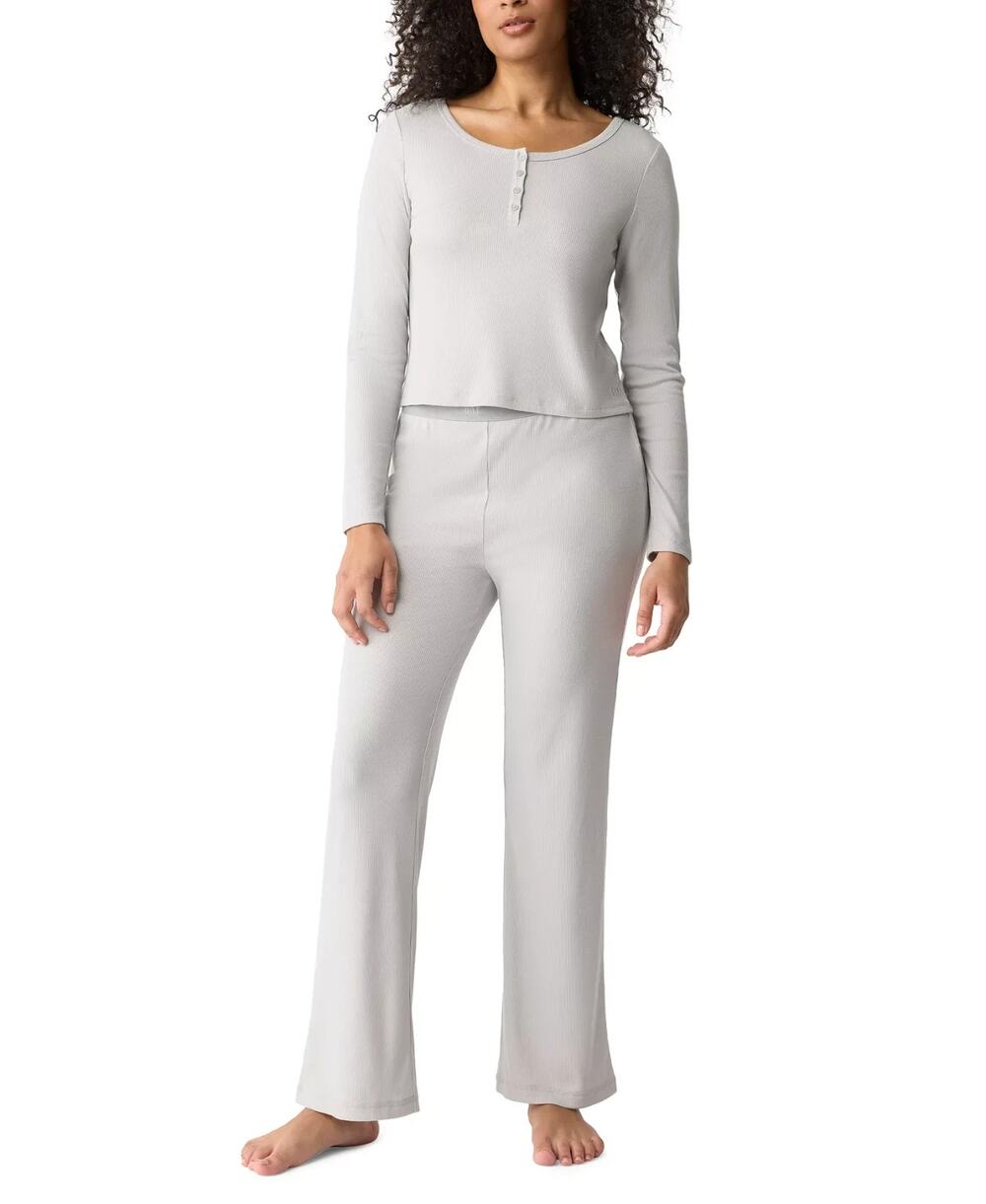 GAP GapBody Women's Ribbed High-Rise Pajama Pants Gray Size M 0819